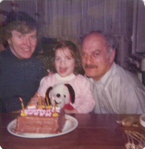 Judging by the candles on the cake, my fourth birthday. 1977.
